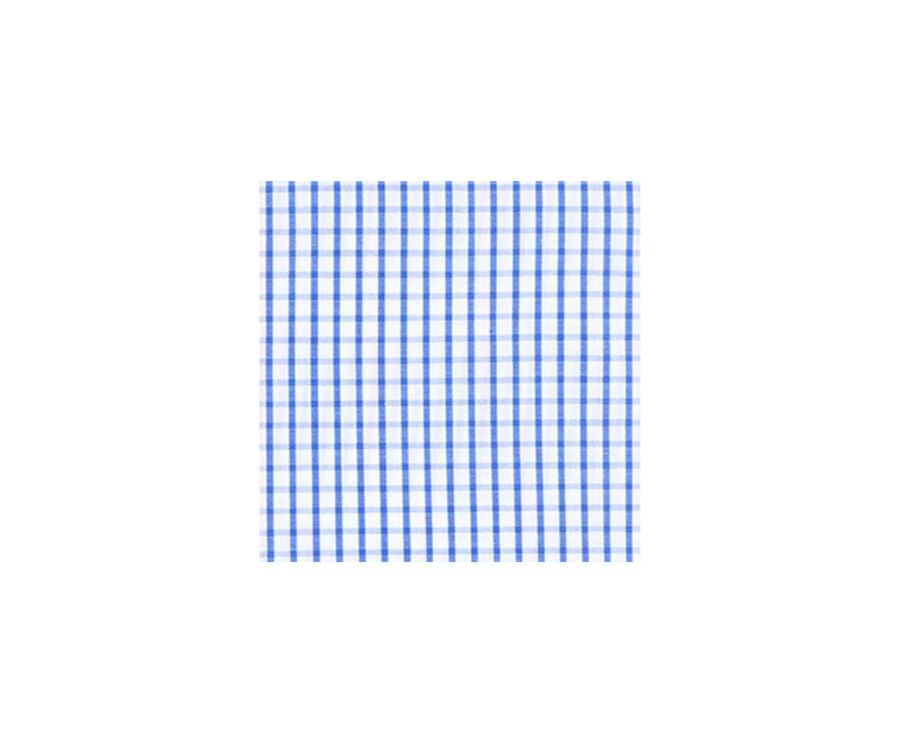 Chemise coton blanche à carreaux bleus - Poche - SCOTT