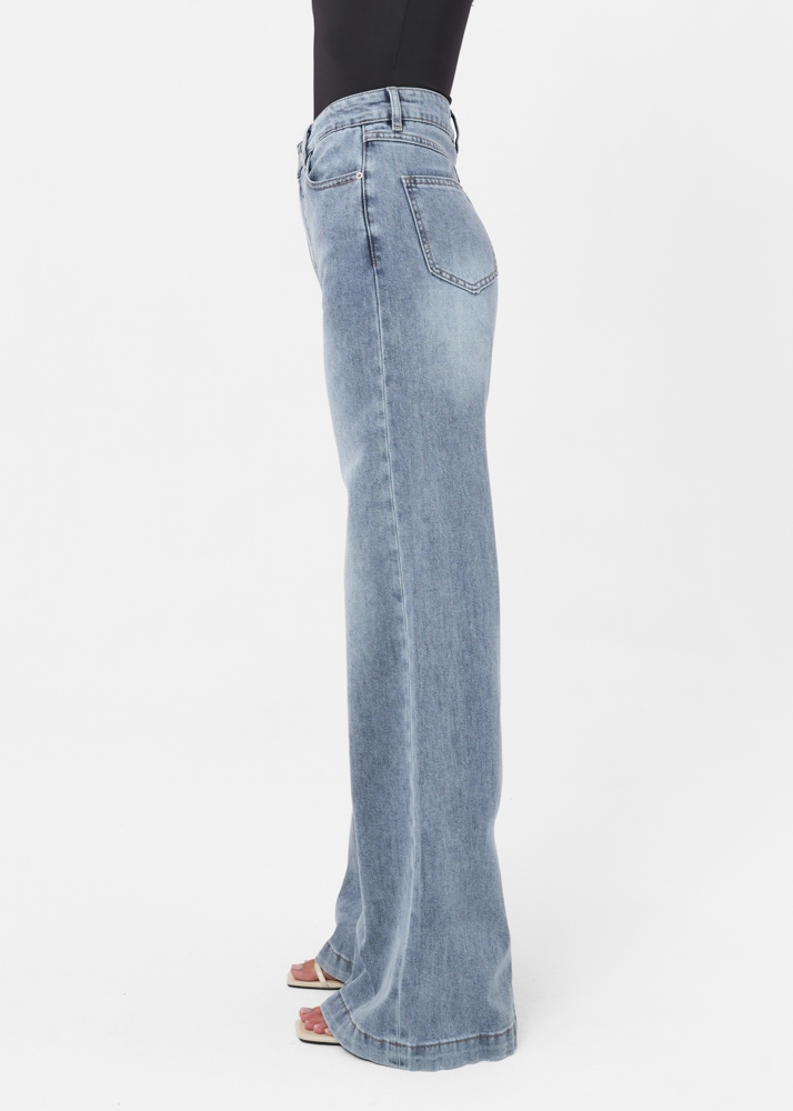 Wide flared jeans sea blauw