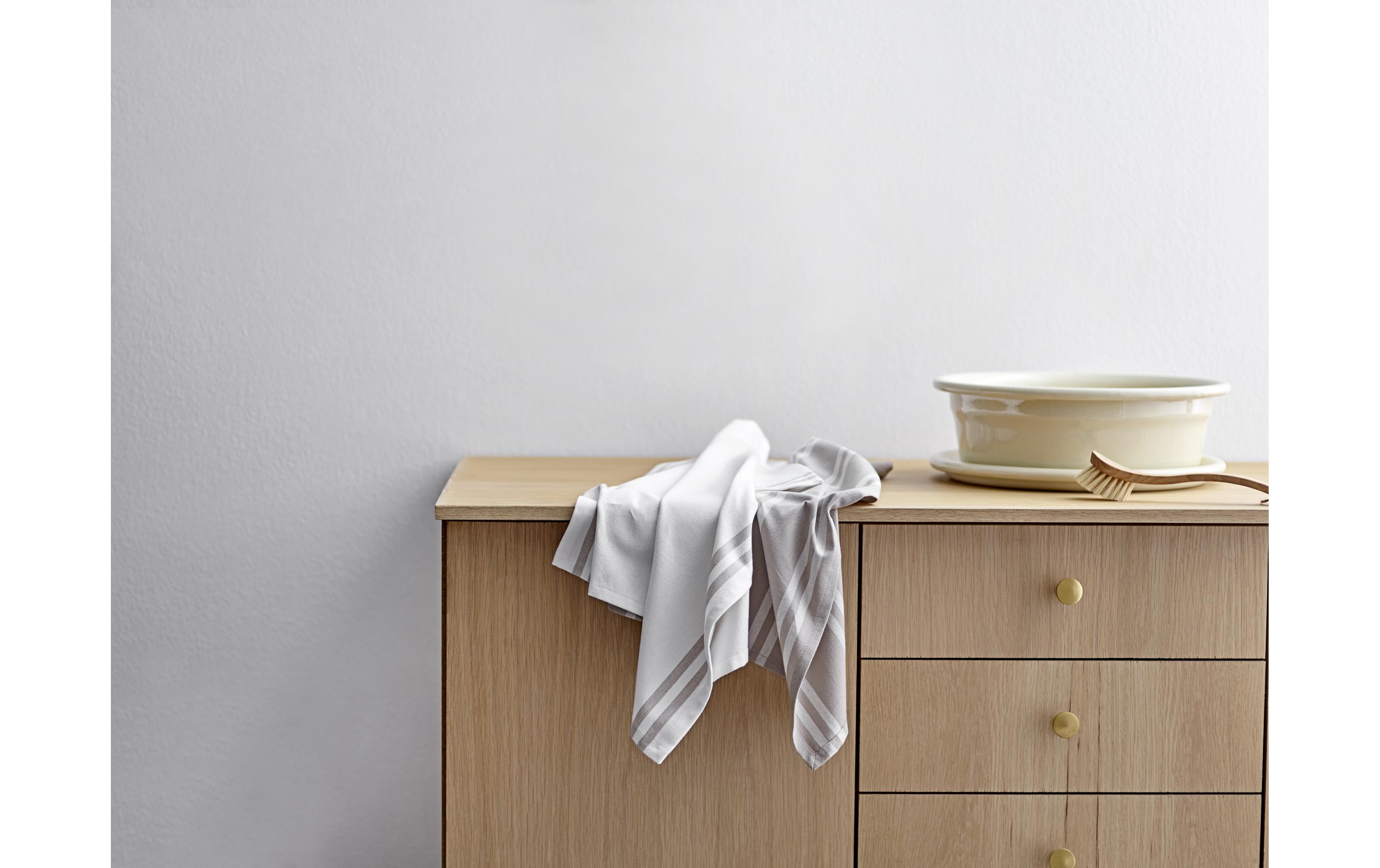 Geschirrtuch-Set Soft 2 Stück, Beige/HellgrauGeschirrtuch Set aus Bio-Baumwolle