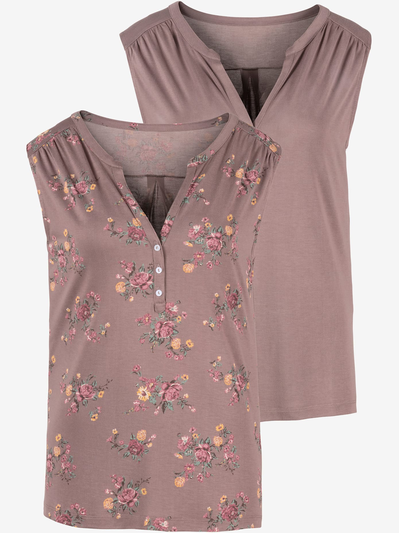Débardeur lot de 2 : imprimé floral et uni