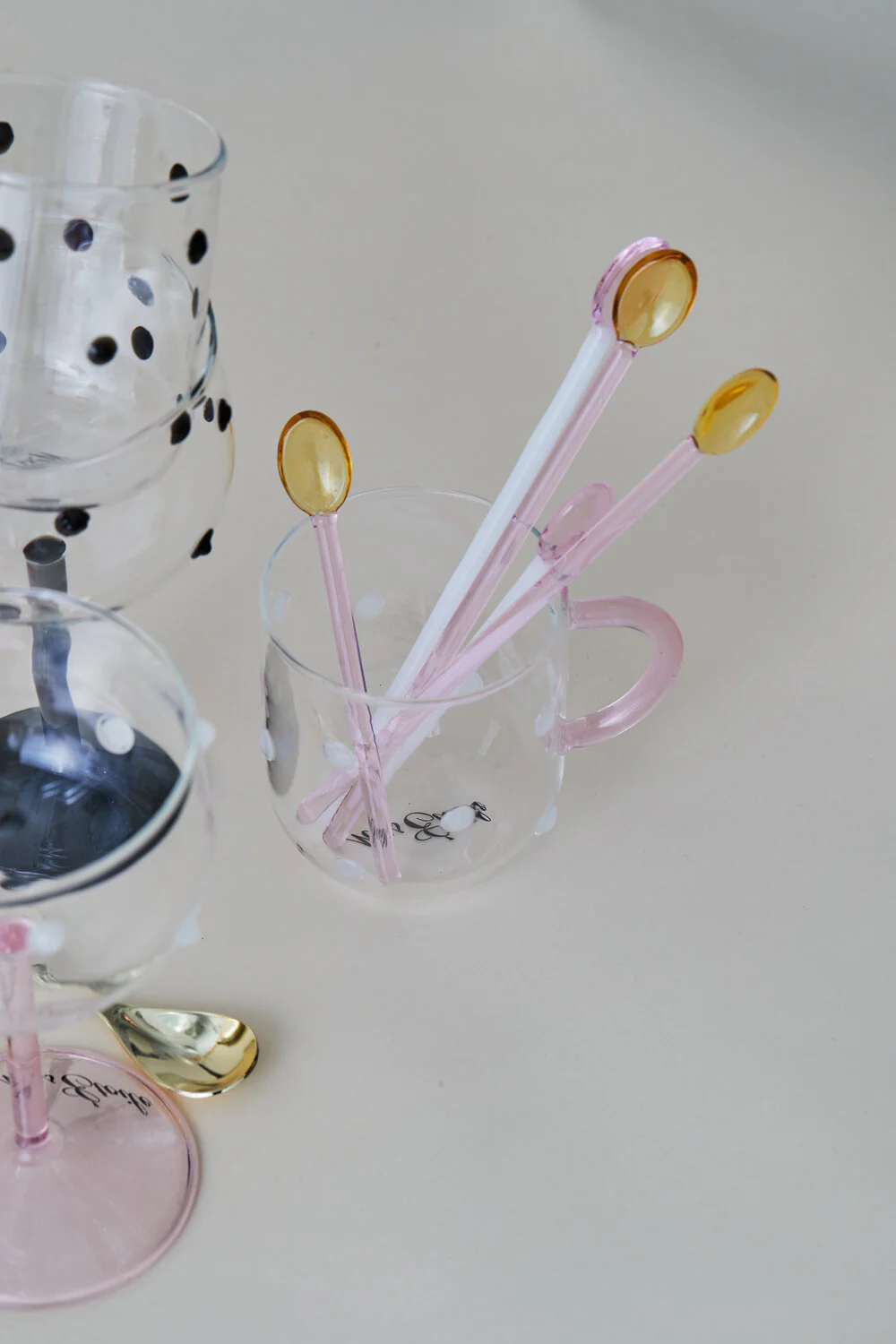 Miss Étoile  Glasskeer, 4 stk. - gul/rosa og rosa/hvid