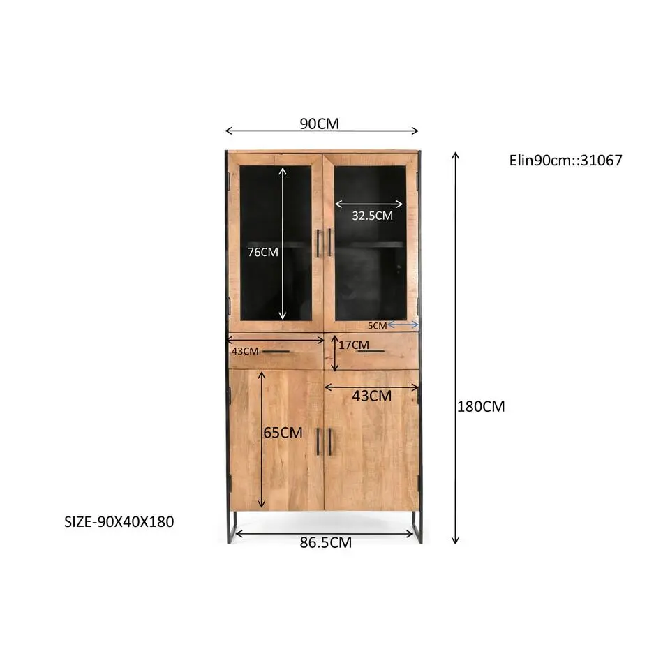 Livingfurn - Kabinetkast Elin - 90x40x180cm