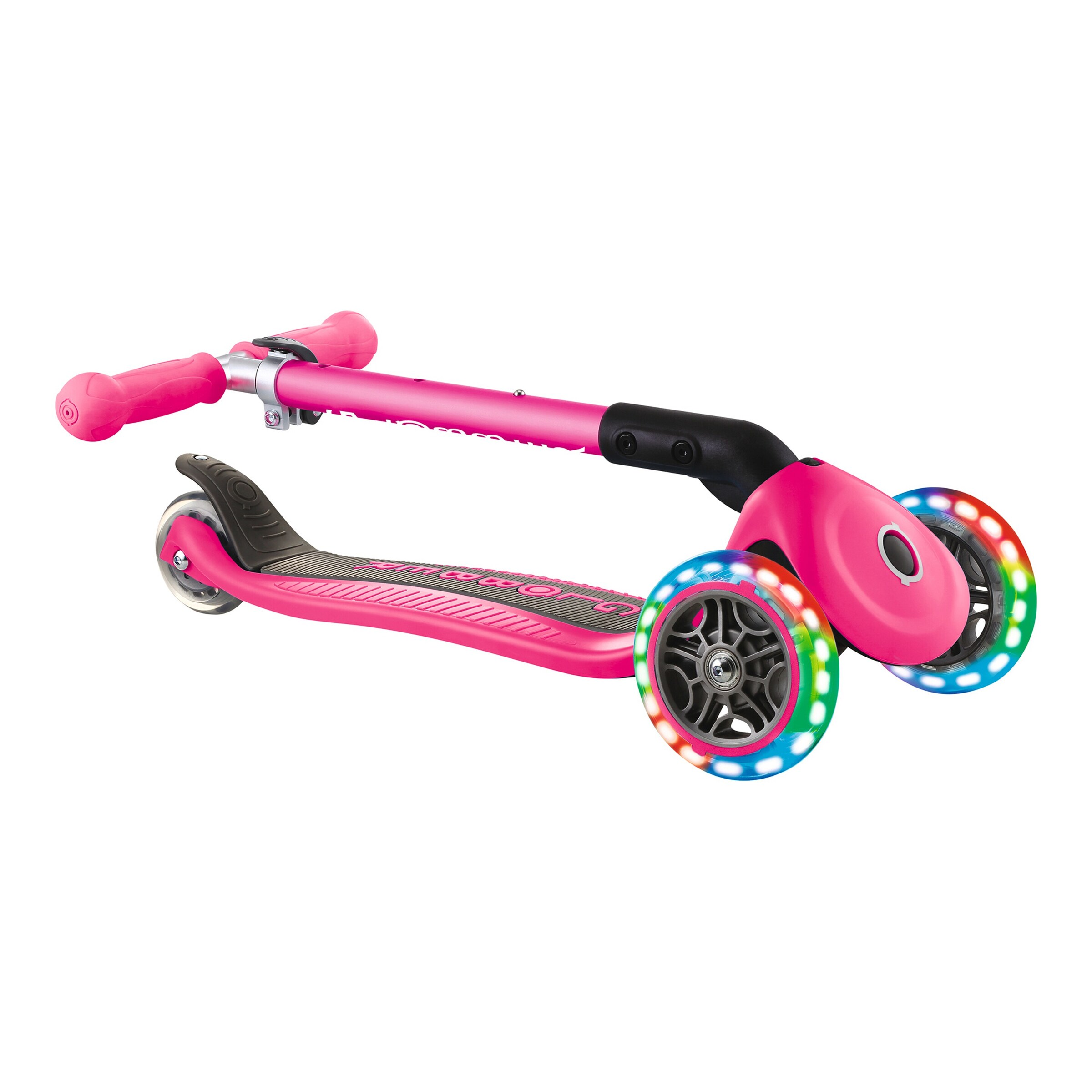 Globber Scooter Junior mit Leuchtrollen fuchsia pink