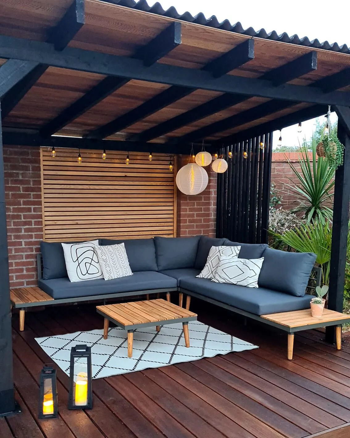 Tuin hoekloungeset met tafel 5-zits CORATO Acaciahout Grijs