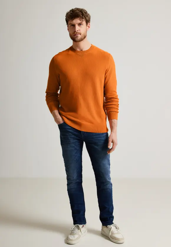 Pullover mit feiner Struktur - pumpkin orange