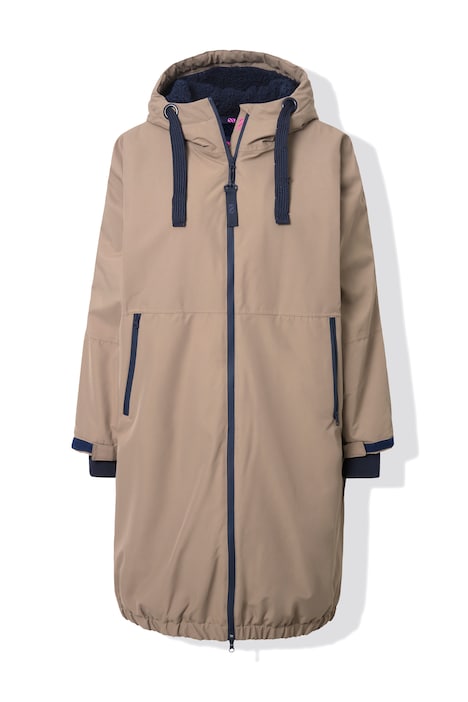 Funktionsjacke, oversized, Teddyfutter, Kapuze, 2-Wege-Zipper