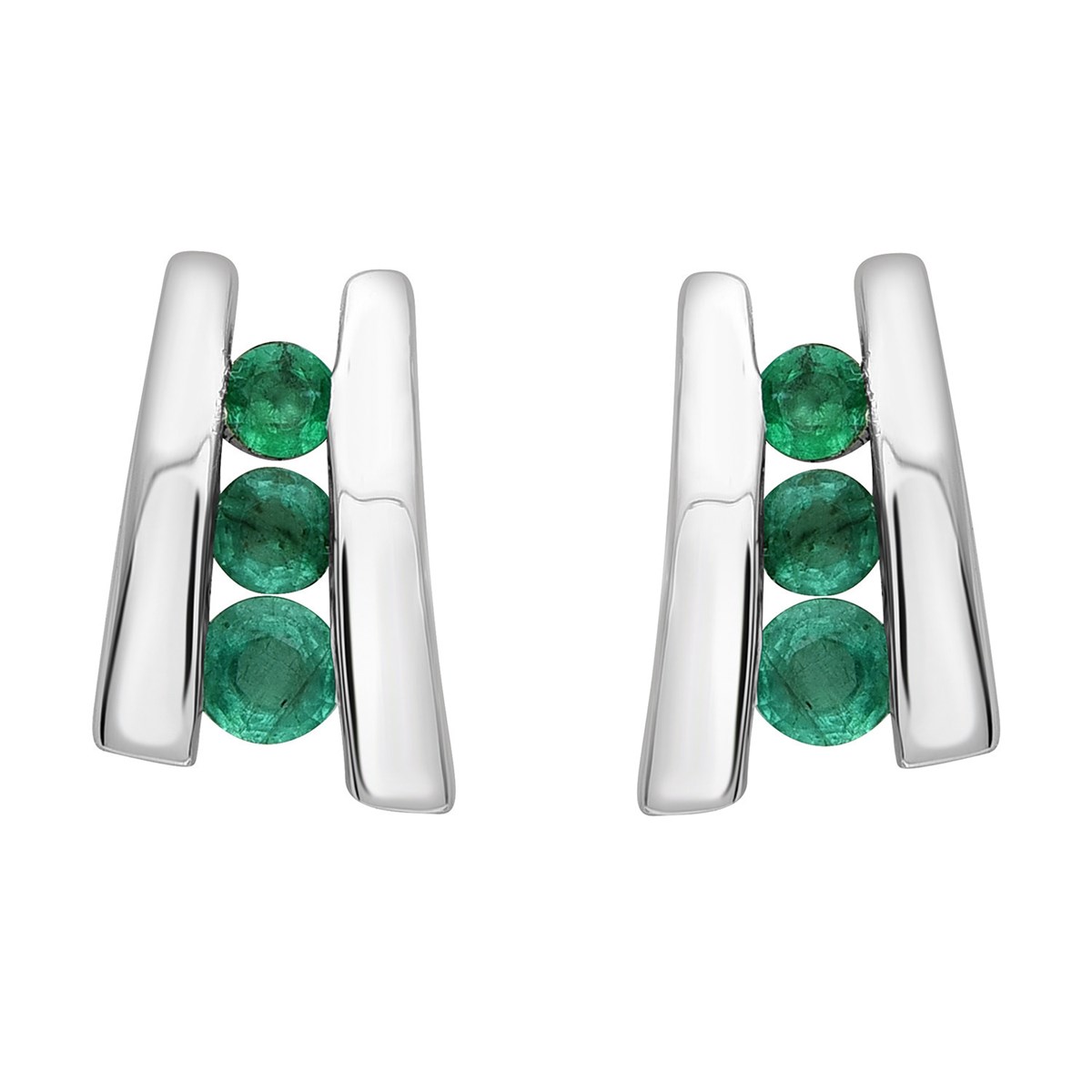 Boucles d'oreilles Brillaxis or blanc émeraudes