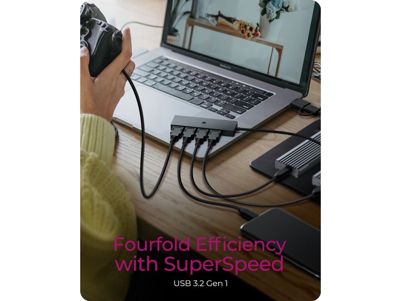 ICY BOX USB-Hub IB-HUB1424-C3 4-Port 4-Port Hub mit USB Type-C und Type-A Host-Anschluss