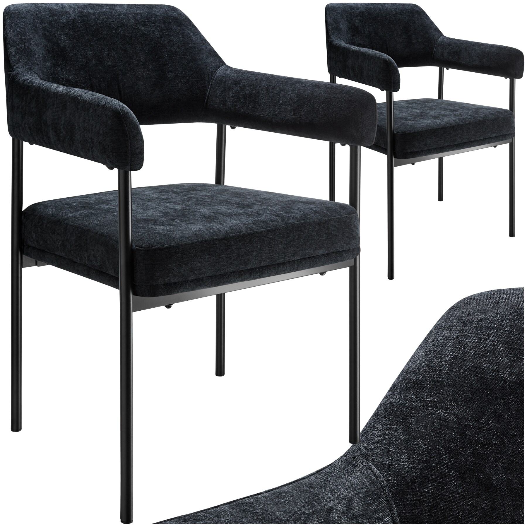 tectake® Armlehnstuhl, gepolstert, schlanke, pulverbeschichtete Stahlbeine, 58 x 62 x 85 cm
