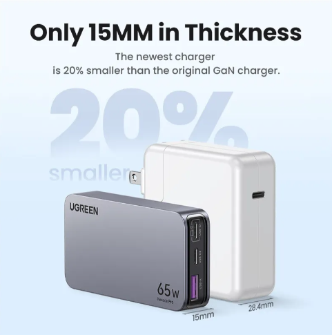 (65W) GaN 3-fach USB C / USB A World Travel Ladegerät Power Delivery Netzteil (25356) - Grau