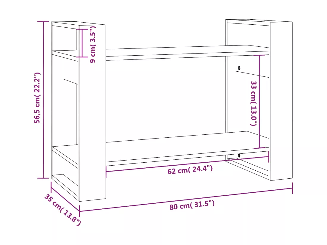 Bibliothèque/Cloison Marron miel 80x35x56,5 cm Pin solide