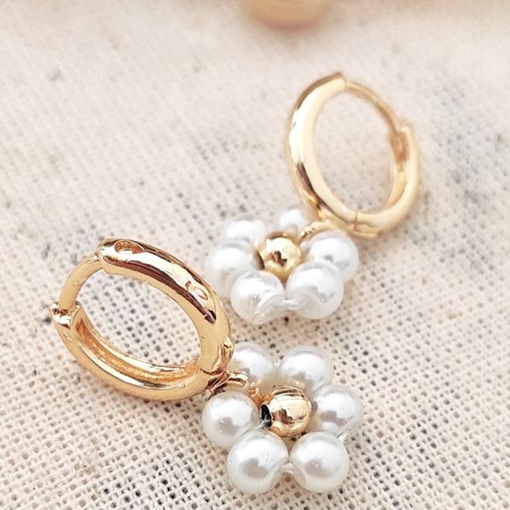 Boucles d'oreilles - Laiton plaqué or & perles