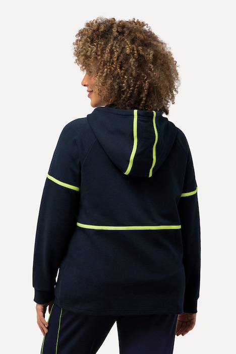Hoodie-Jacke, Materialmix, Querrippen, Kapuze