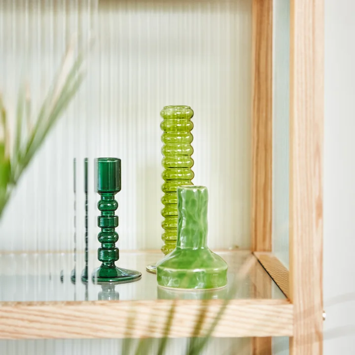 HKliving - Vitrine aus Holz mit geripptem Glas, natur
