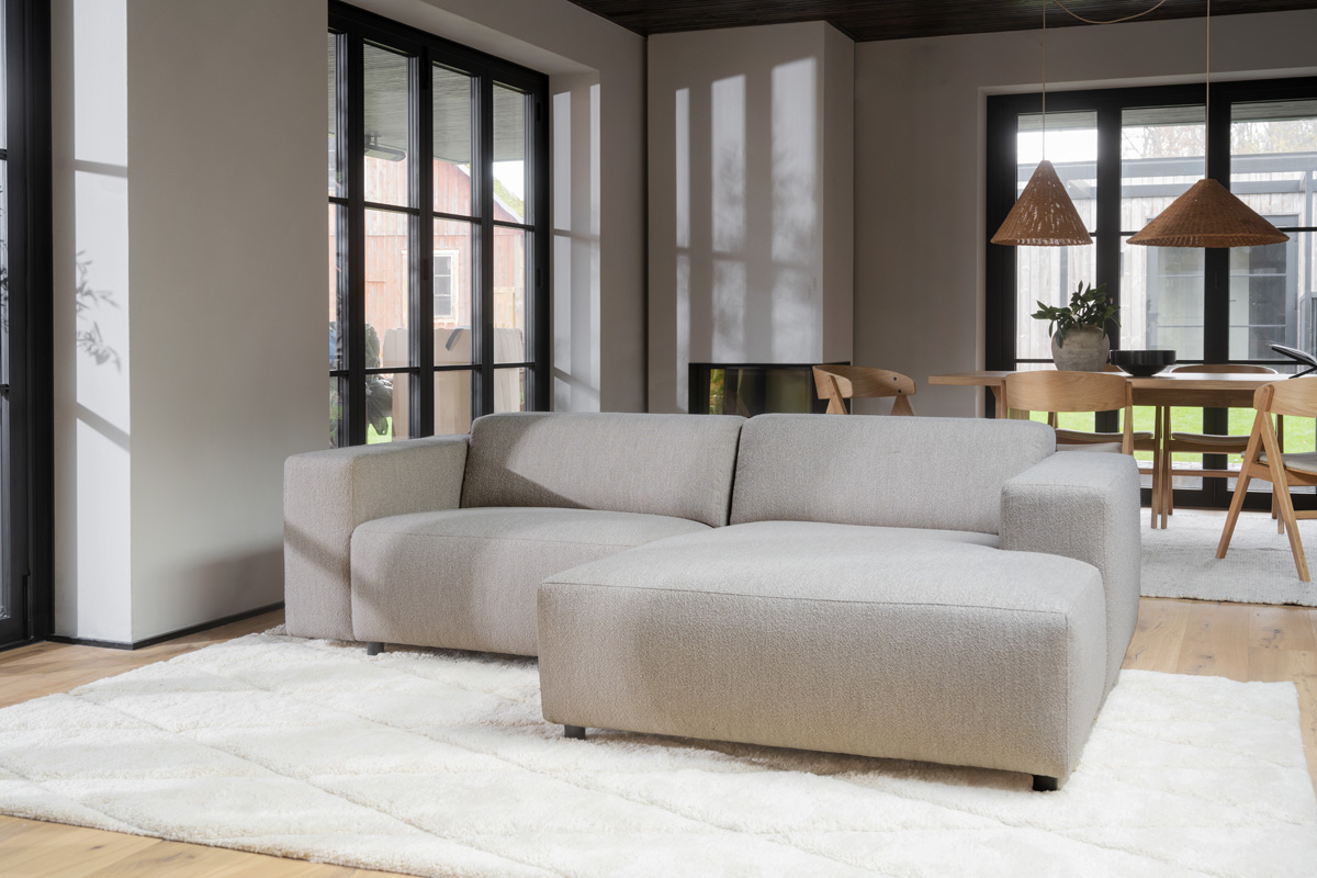 Gestoffeerde 3-zits hoekbank Willard - 234 cm Beige - links