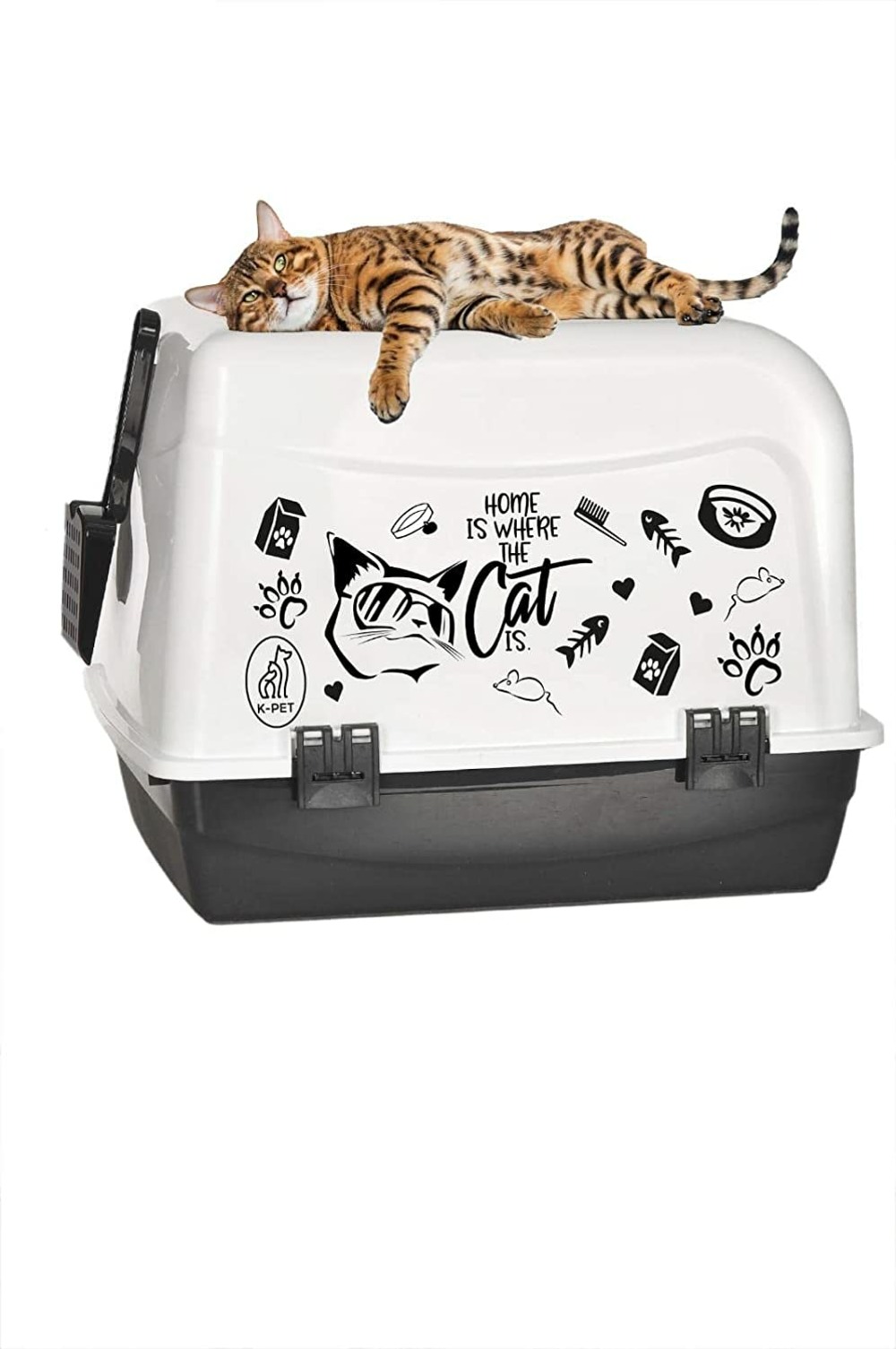 Feliformia Bac à Litière avec Couvercle İncassable pour Chat XXL 39x53x41 cm