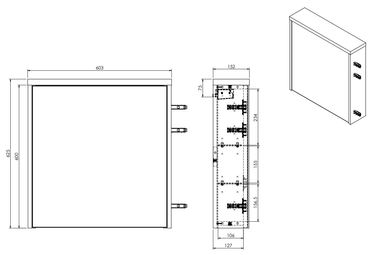 Fontana Rovigo badmeubel 60cm walnoot met witte wastafel met kraangat en spiegelkast zonder verlichting