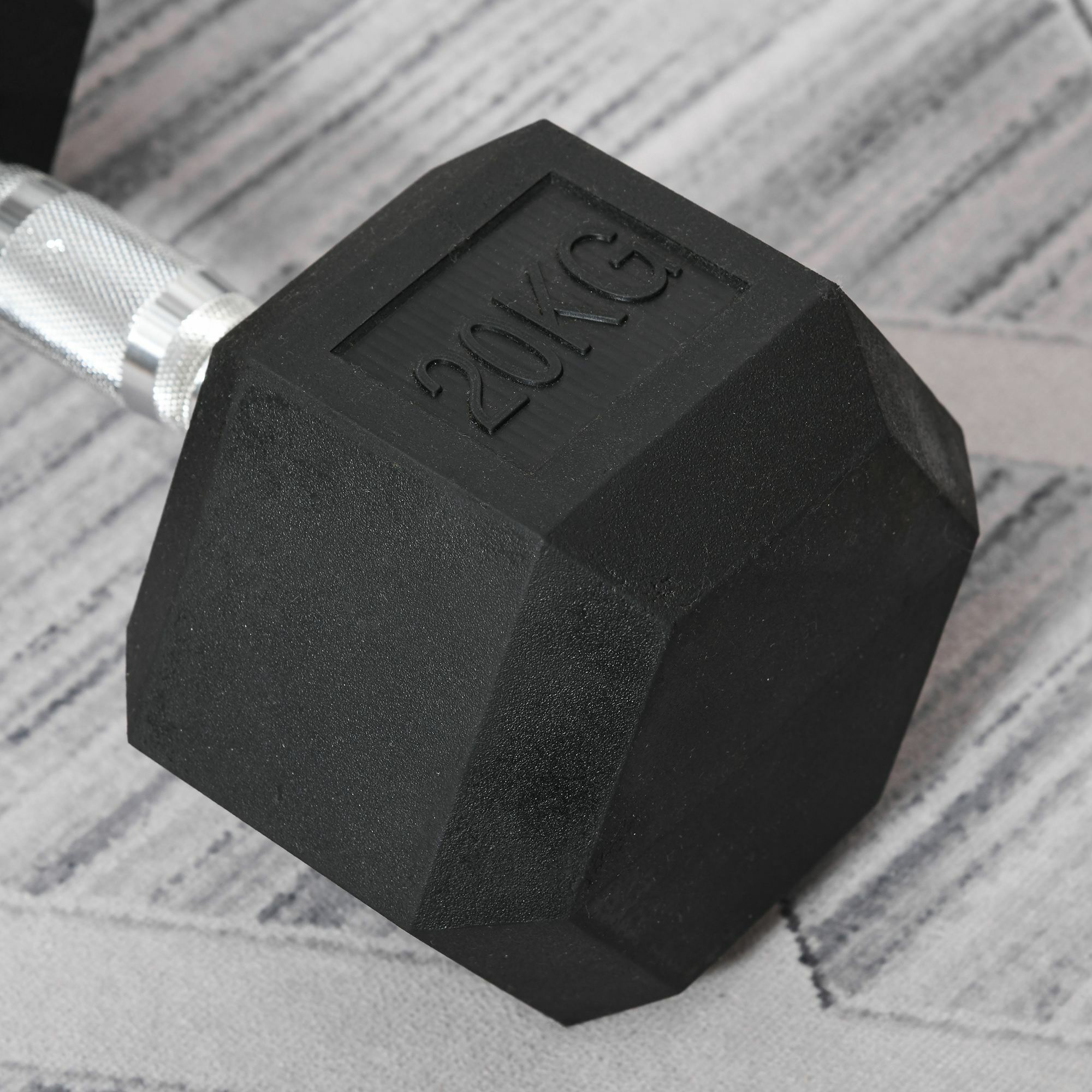 HOMCOM Gummihantel 20 kg sechseckig schwarz