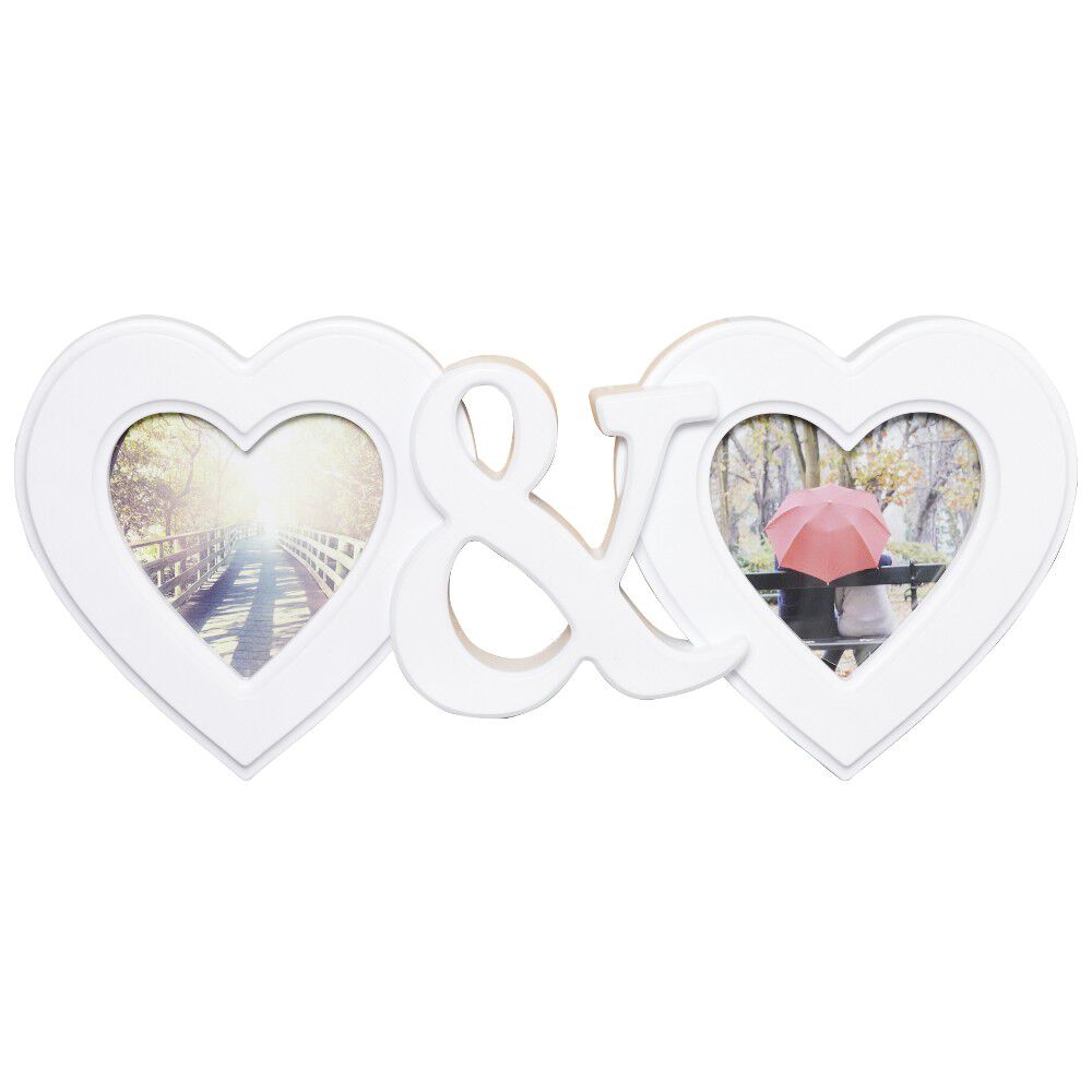 Cadre photo duo coeur pêle mêle 2 vues