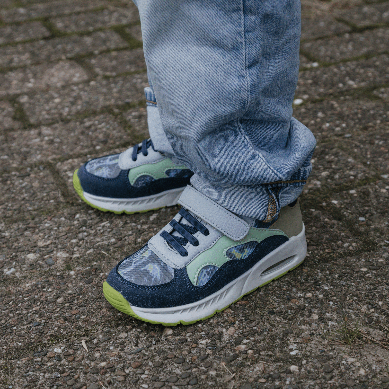 Shoesme blauwe sneaker met lichtjes Microfiber leer, Suède | Jongens schoen