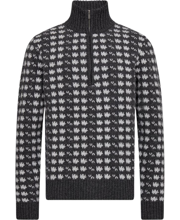 Holzweiler Castle Nordic Pattern Half Zip Dk. grey mix