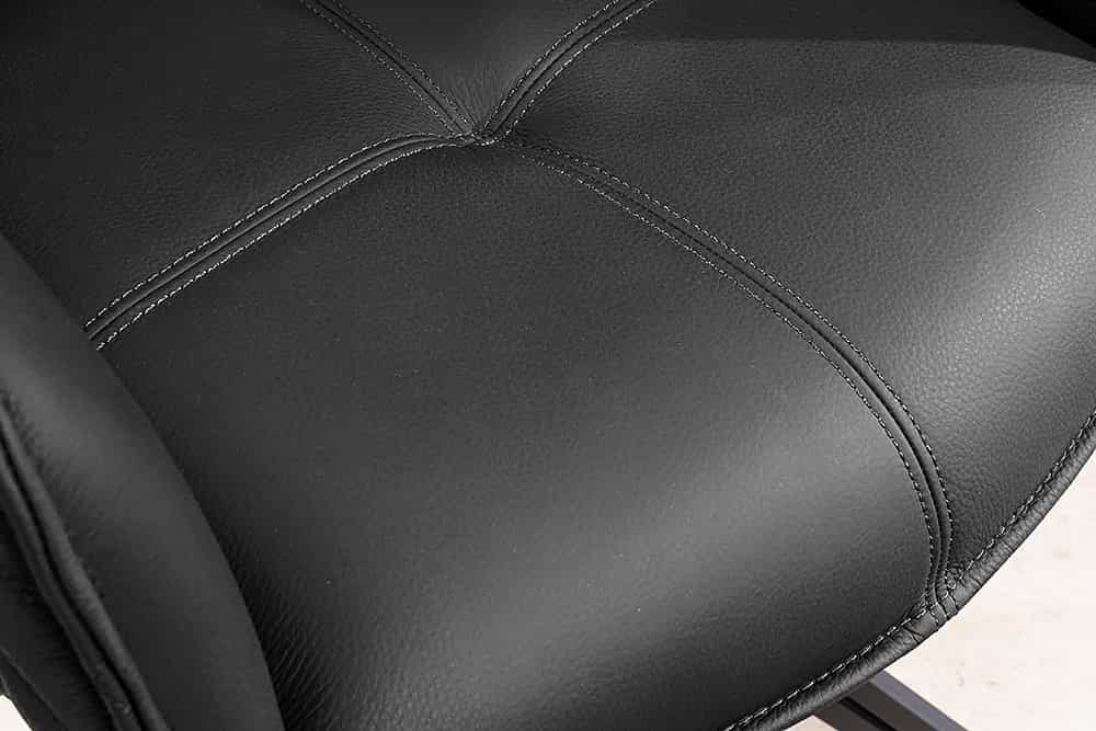 Drehbarer Design Stuhl EUPHORIA schwarz Echtleder Metallgestell mit Armlehne