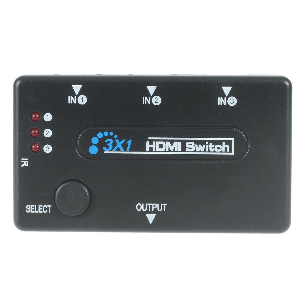 3-Fach HDMI 1080p FullHD Hub Verteiler Switch mit Fernbedienung - Schwarz