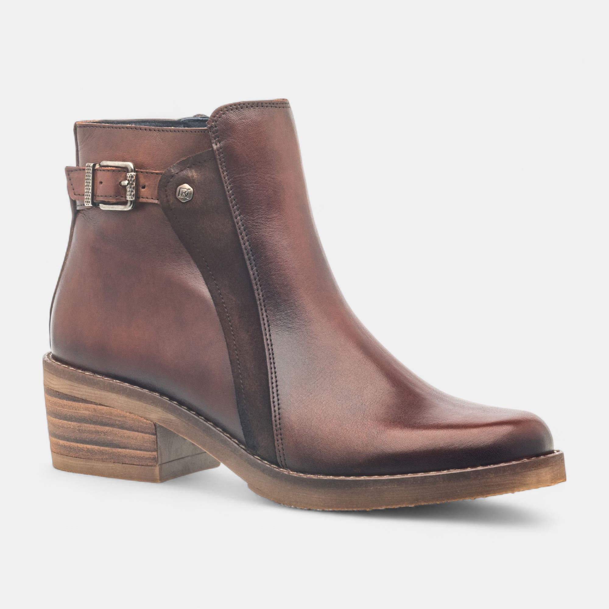 Bottines à talon Femme en cuir cognac