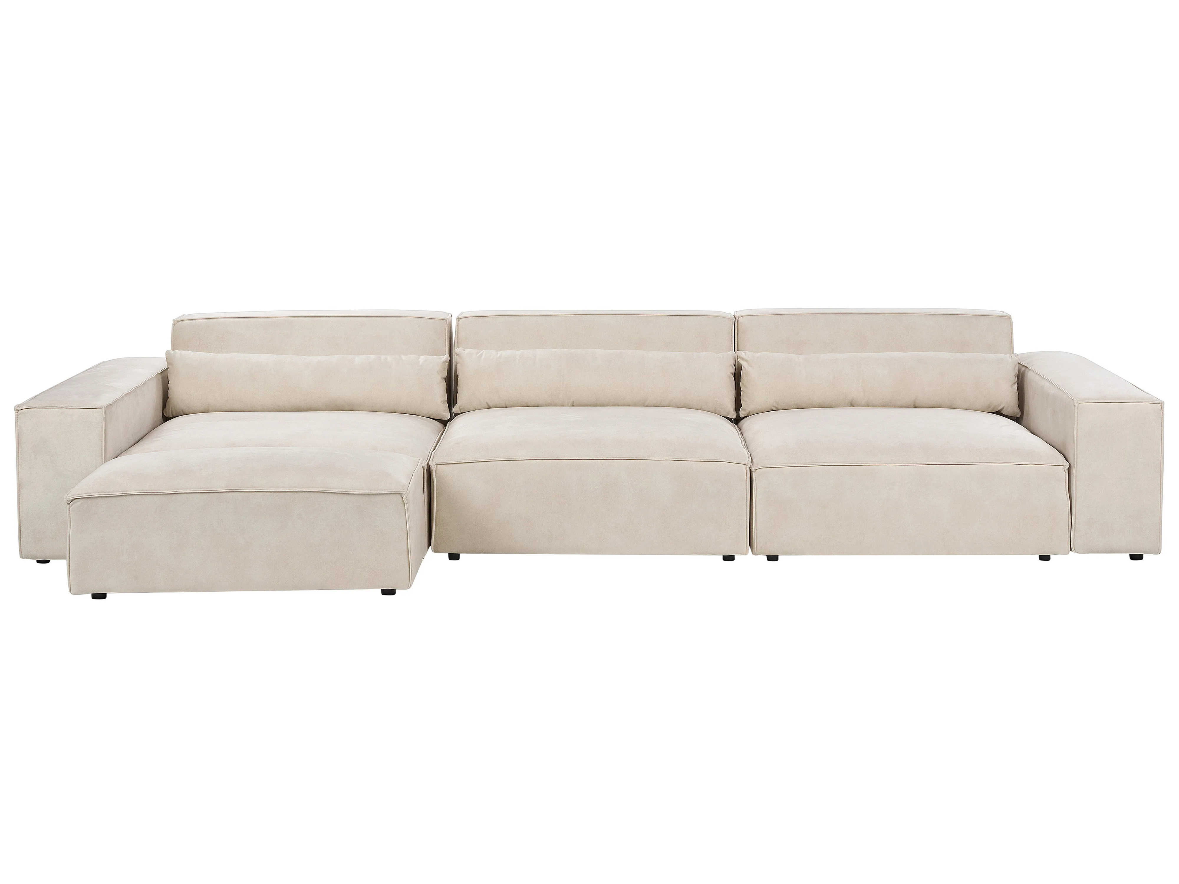 Modulaire bank 3-zits HELLNAR Fluweel Lichtbeige met ottomaan