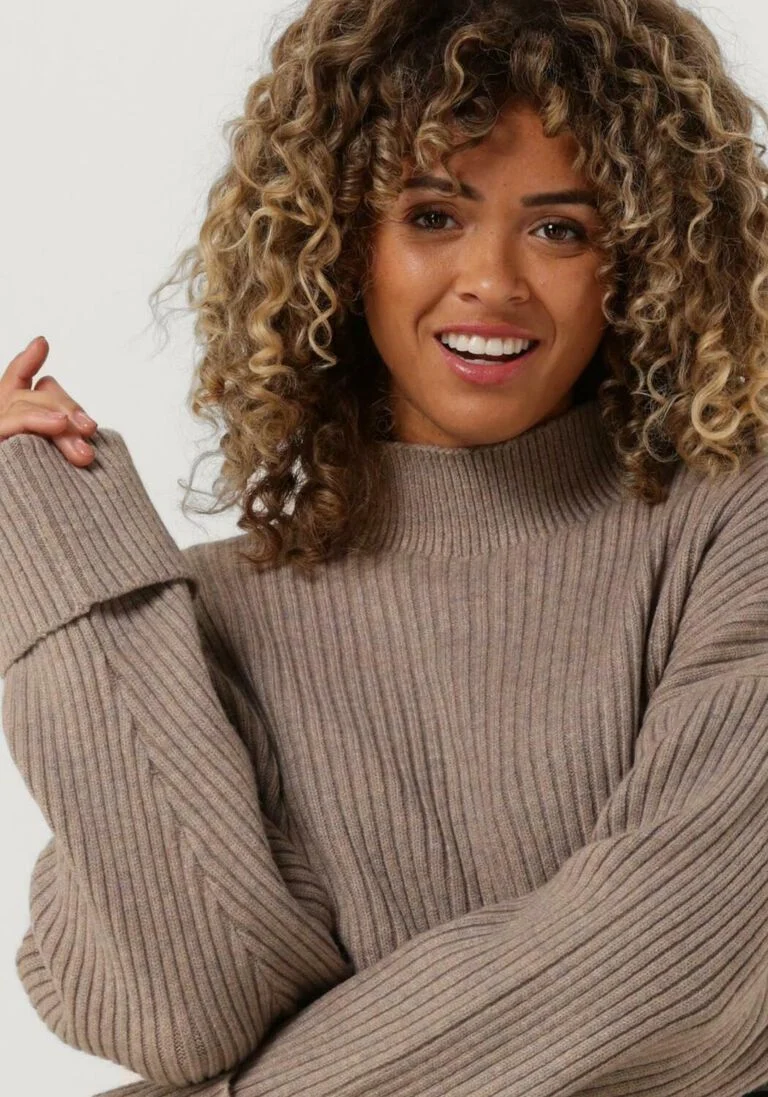 CO\\'COUTURE taupe co'couture trui row box crop knit