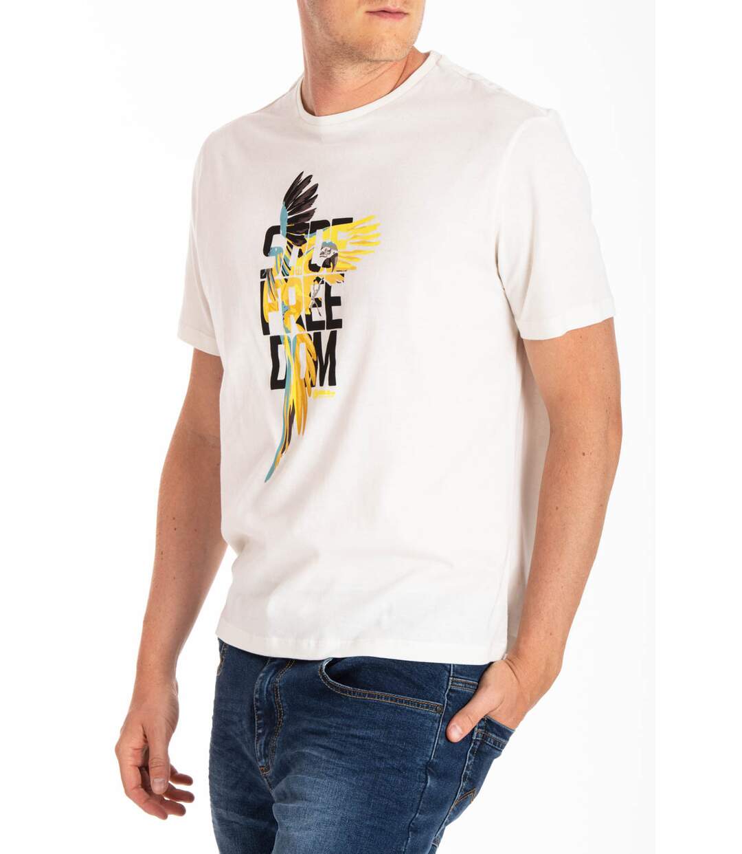 T-shirt imprimé perroquet MAURO BLANC