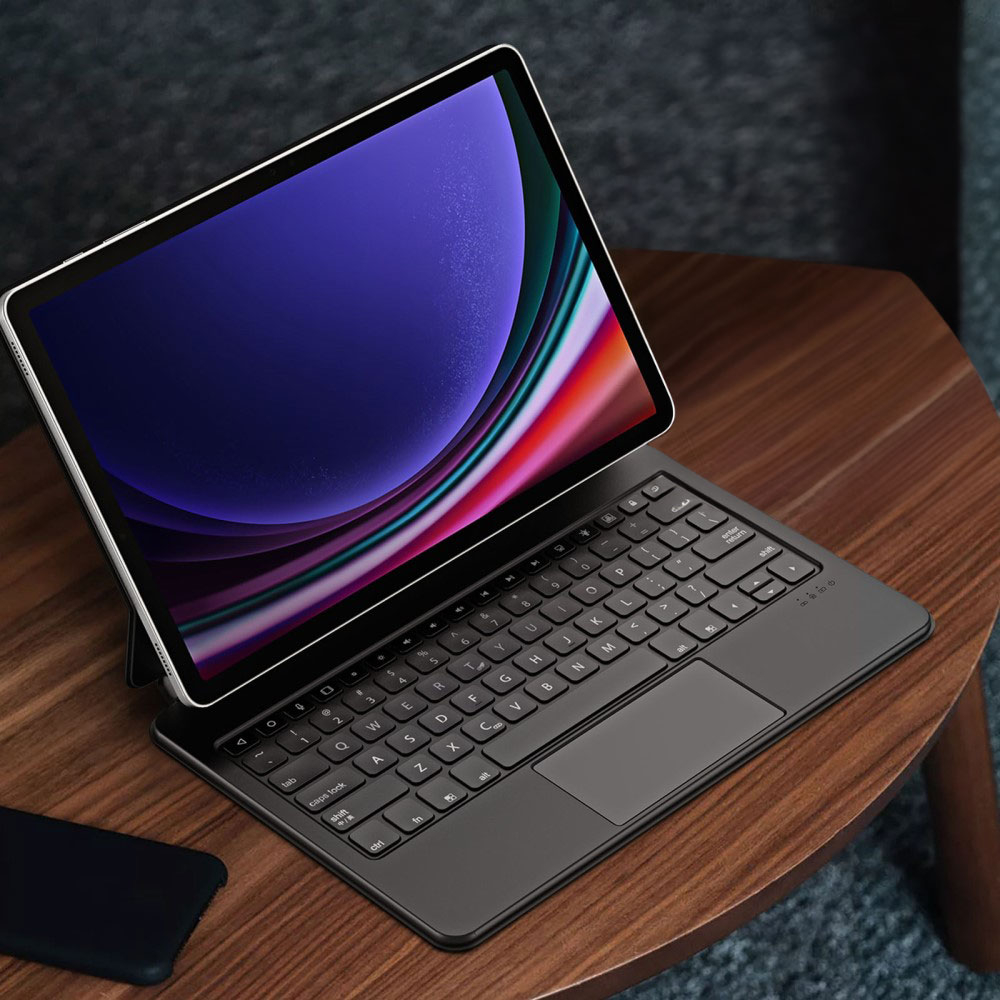 Galaxy Tab S9  Plus / S8  Plus / S7  Plus Leder Tasche Magnetische Bluetooth Tastatur   S-Pen Halterung (QWERTY) - Schwarz