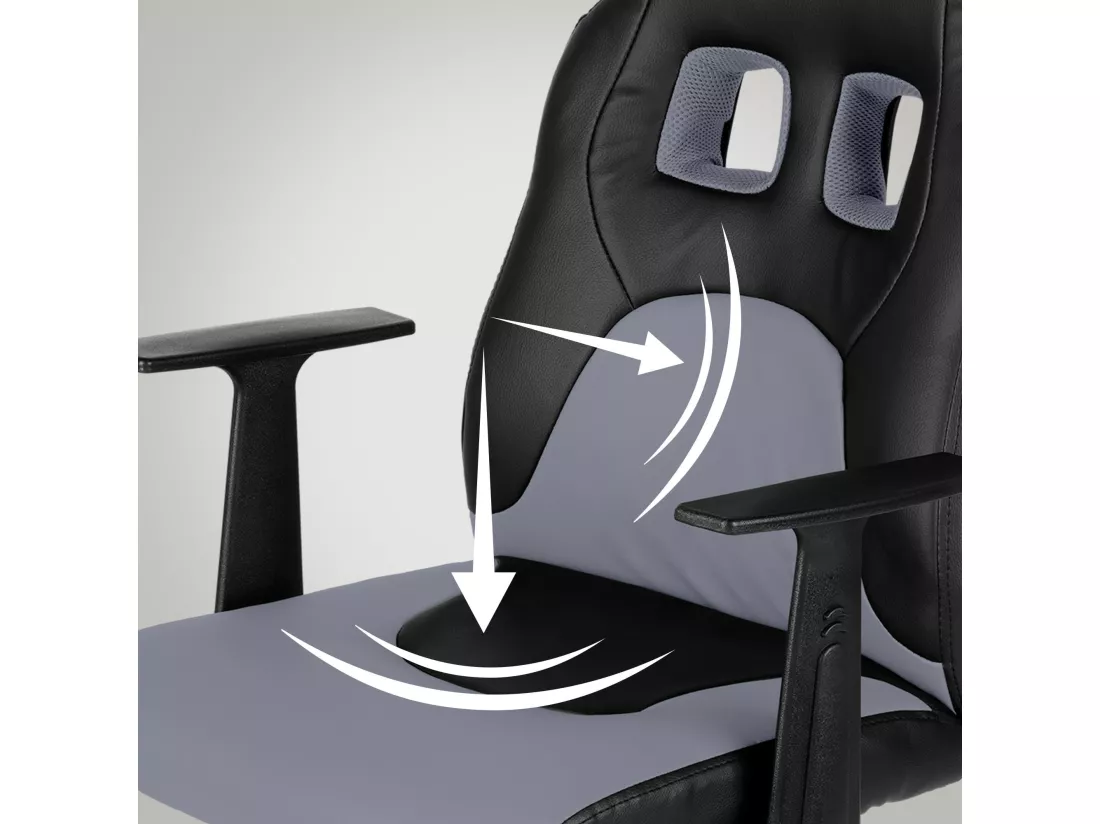 Fauteuil de bureau - Similicuir & Plastique - Noir / Gris - Fun