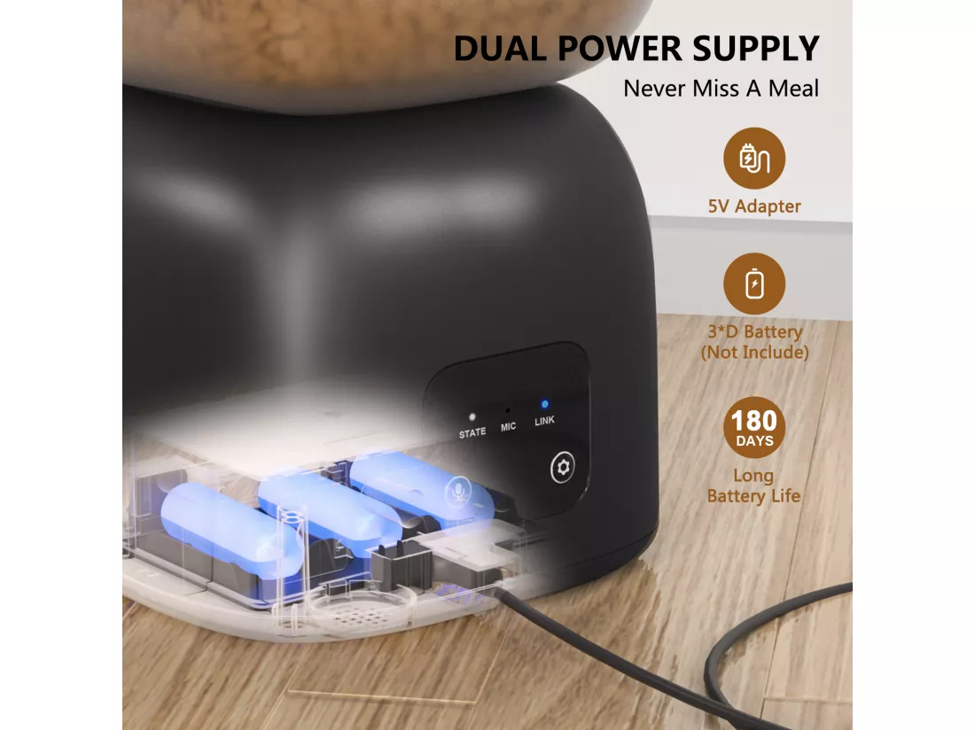 PUPPYKITTY 3L Distributeur Croquettes Chat Automatique WiFi, WiFi Distributeur Croquettes pour Chiens Et Chats, 1-10 Repas par Jour, Noir