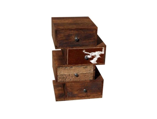 BOIS ET CHIFFONS CONCEPT - Chiffonnier zig zag multi-matériaux peau de vache - kara