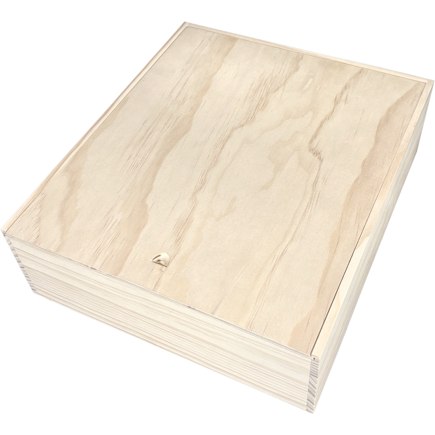 Wijnkist, 3 flessen, schuifdeksel, 340x295x95mm, hout, naturel