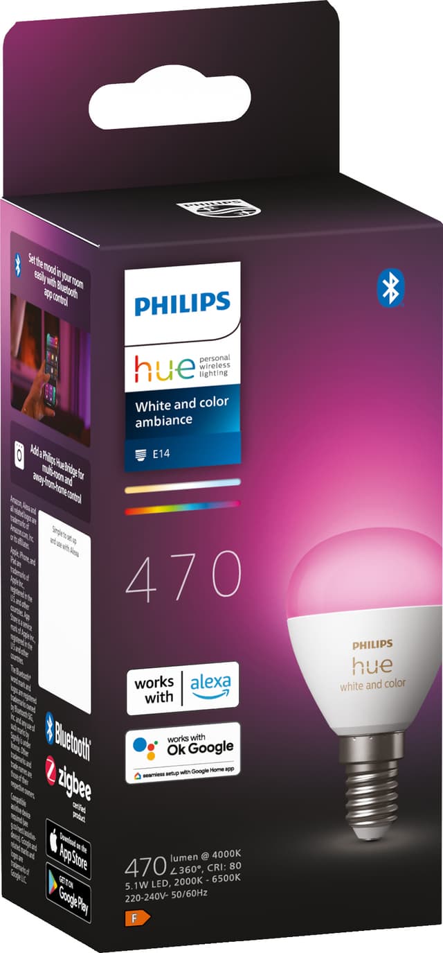 Philips Hue Luster LED-pære WCA 5.1W P45 E14