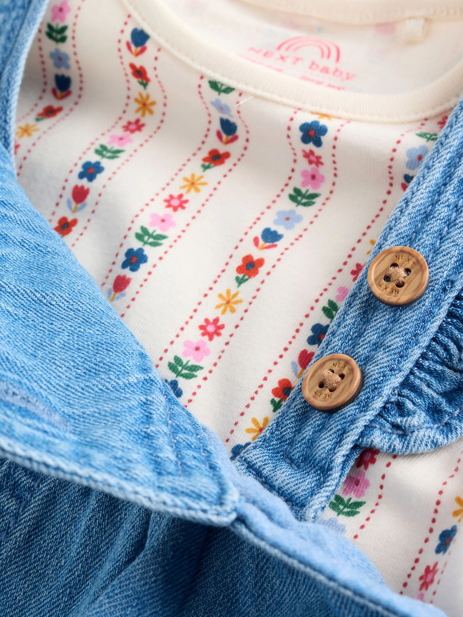 Embroidered Denim - Baby Dungarees and Long Sleeve Bodysuit Set 2 Piece (0mths-3yrs)