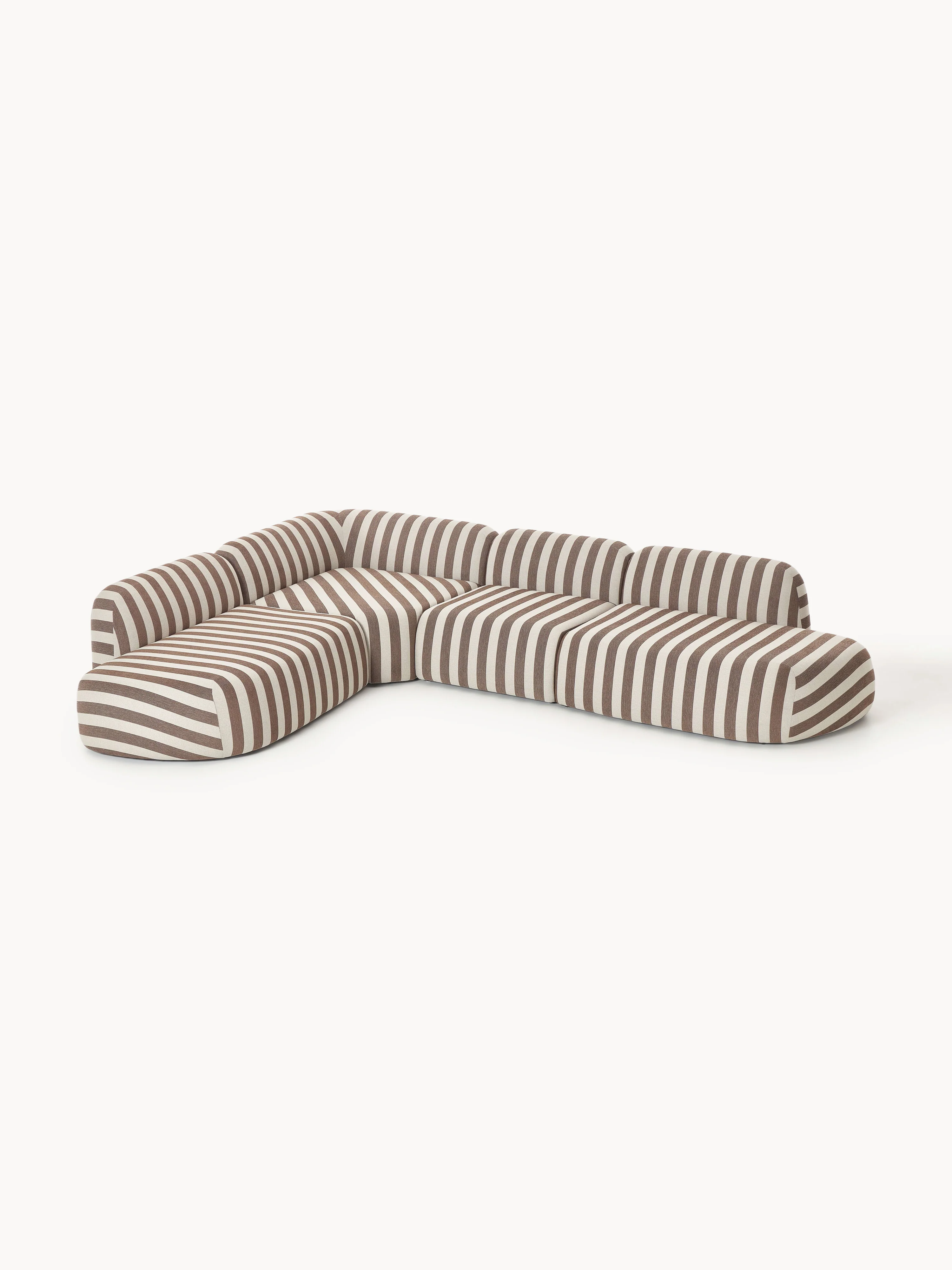 XL modulaire gestreepte hoekbank Wolke met chaise longue