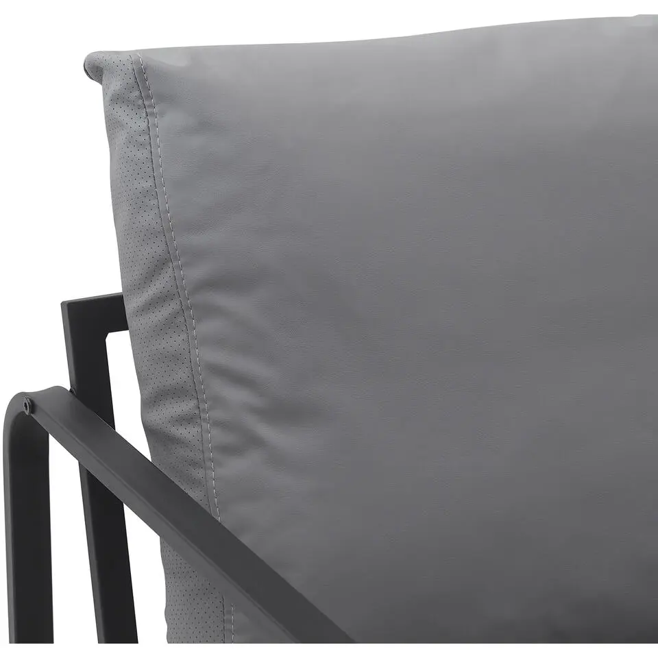 CLP Lounger Manea zwart Frame - Kunstleer - grijs