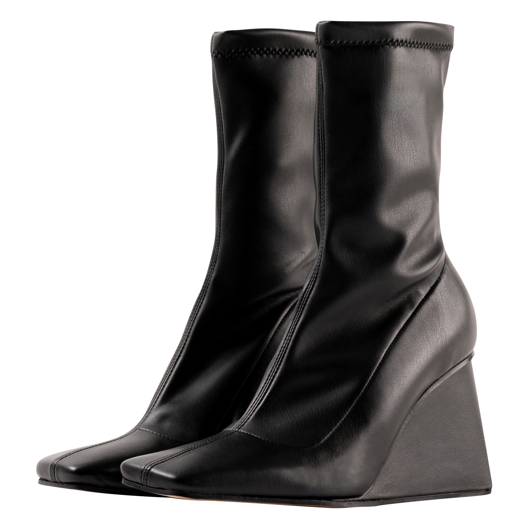 HANNA - Bottes compensées effet cuir| Noir