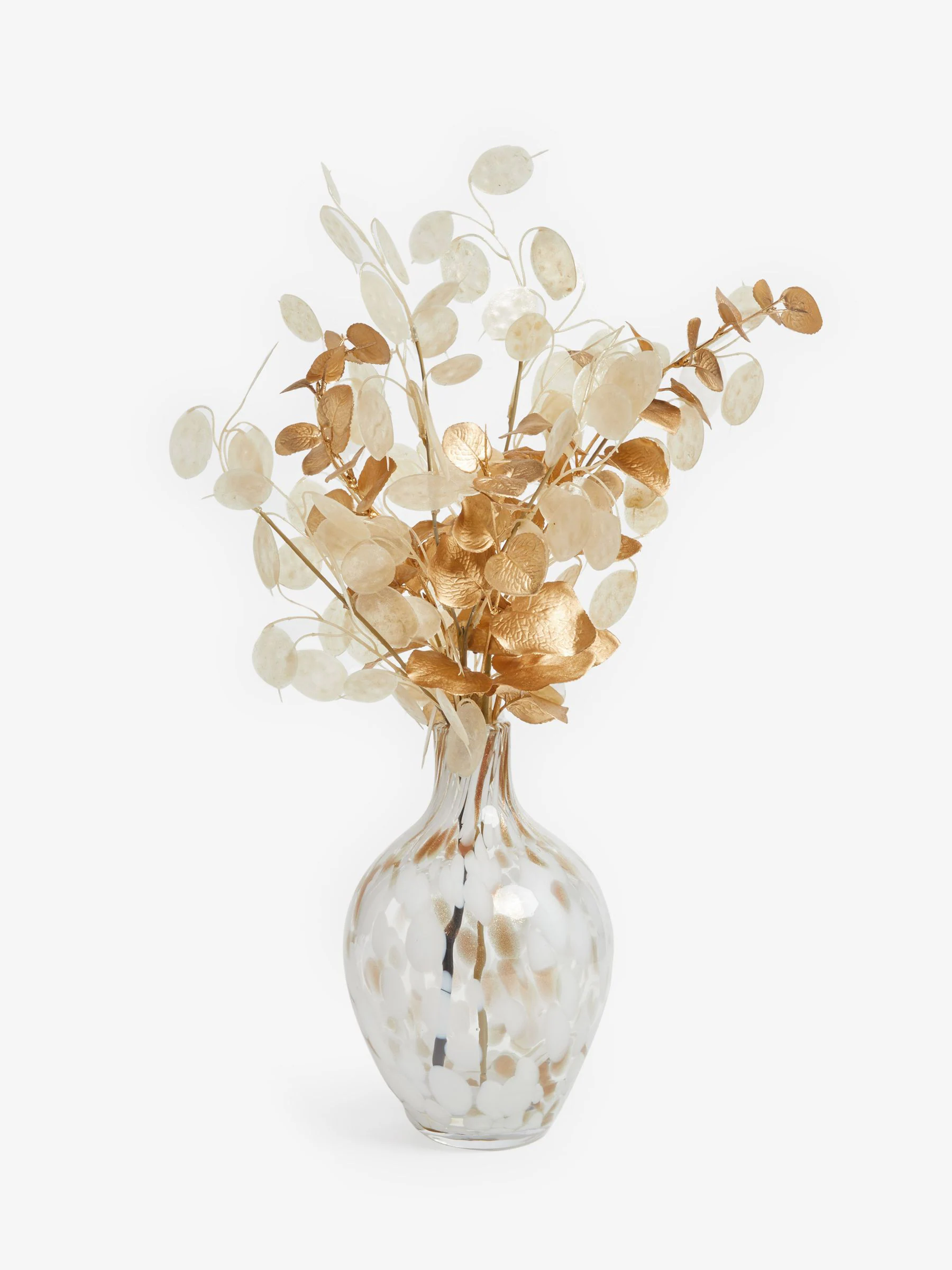 Kunstbloemenboeket van eucalyptus en confetti vaas