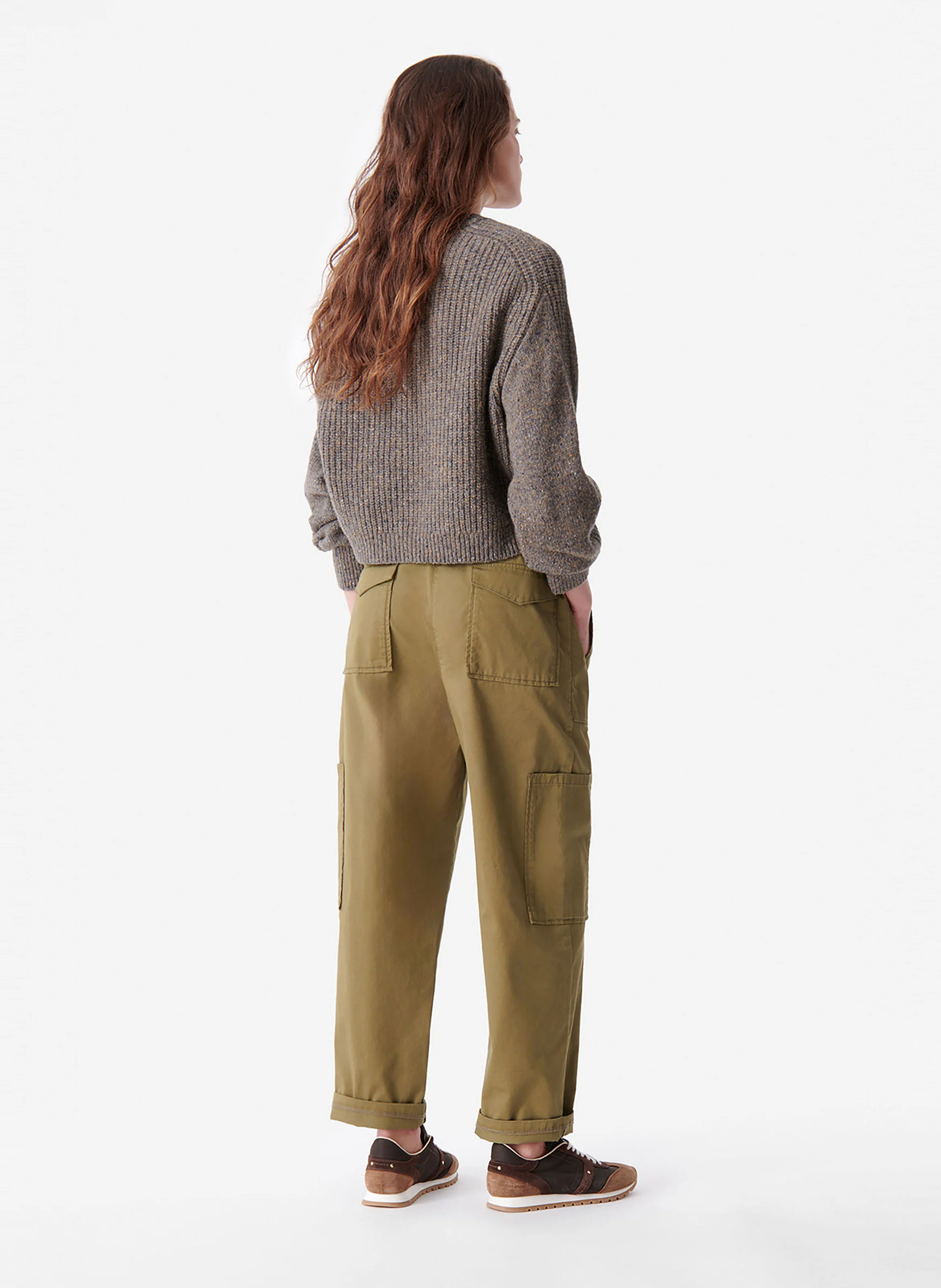 CAILO - Pantalon cargo droit en coton mélangé | Beige