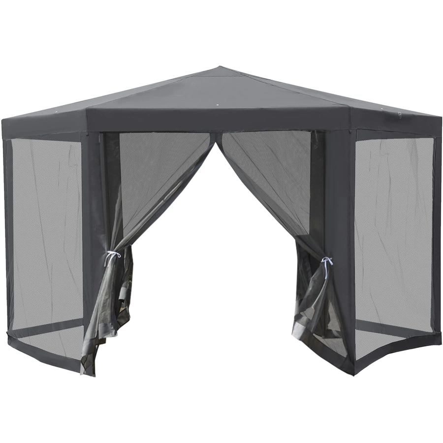 Outsunny Pavillon in sechseckiger Form grau