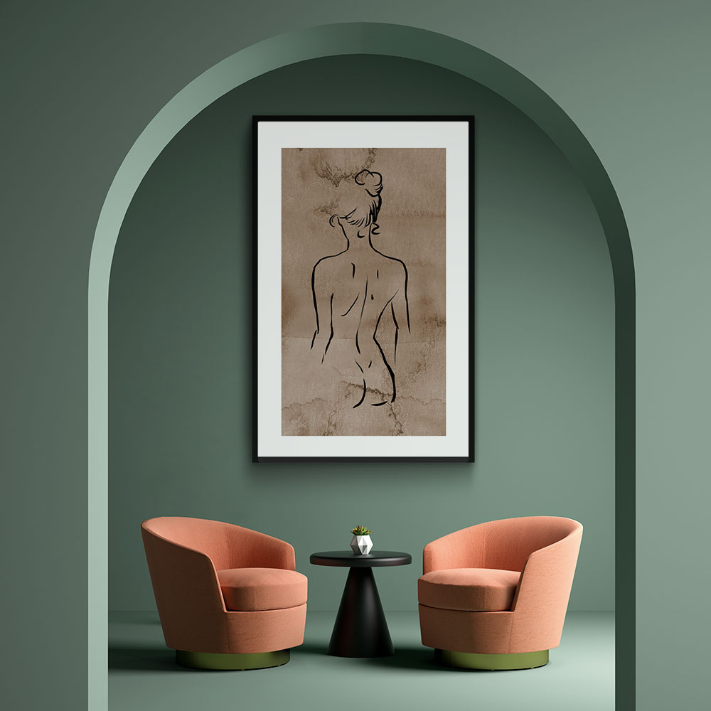 Walljar poster ingelijst - Back Line Art Poster ingelijst - 40 x 60 cm