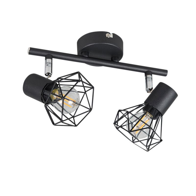 Art deco spot zwart draai- en kantelbaar 2-lichts - Mosh