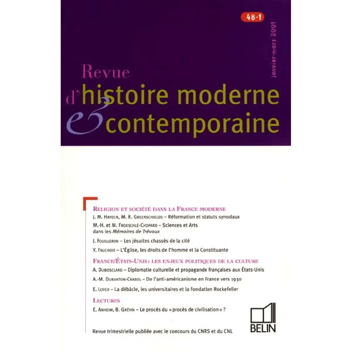 Revue d'histoire moderne et contemporaine, n° 48 · Occasion