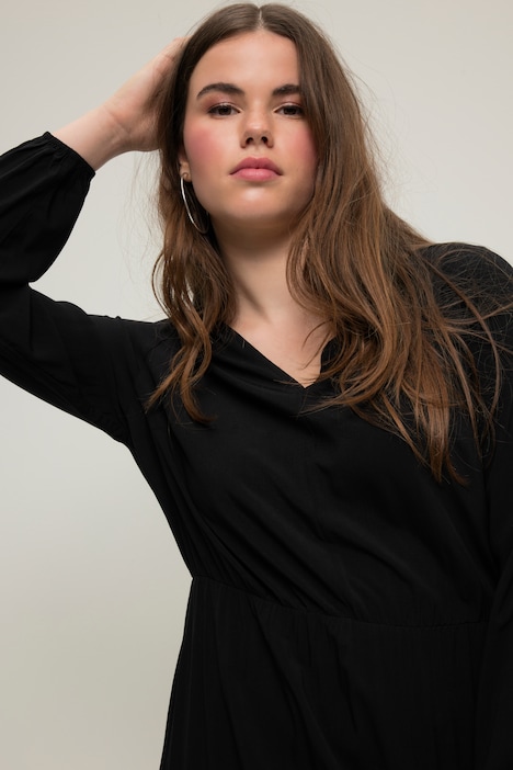 Midikleid, A-Line, V-Ausschnitt, Langarm