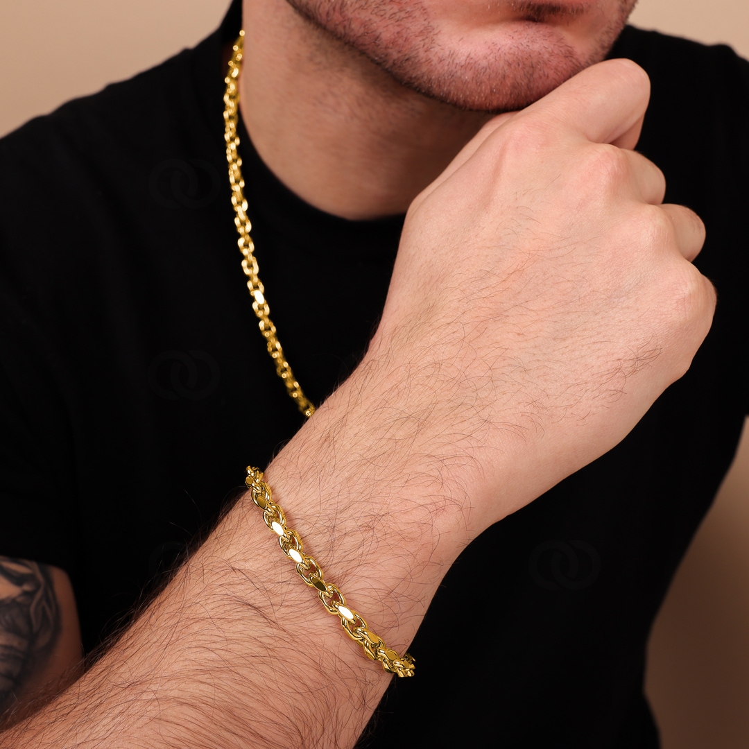 5.4mm Ankerarmband 750/18 K Gelbgold halbmassiv