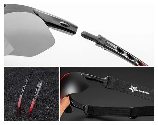 Lunettes de cyclisme photochromiques Rockbros 10143 UV400 - Noir